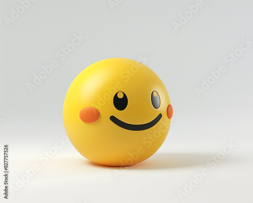 A minimalist 3D of a single yellow cheeky emoji on a solid white background.