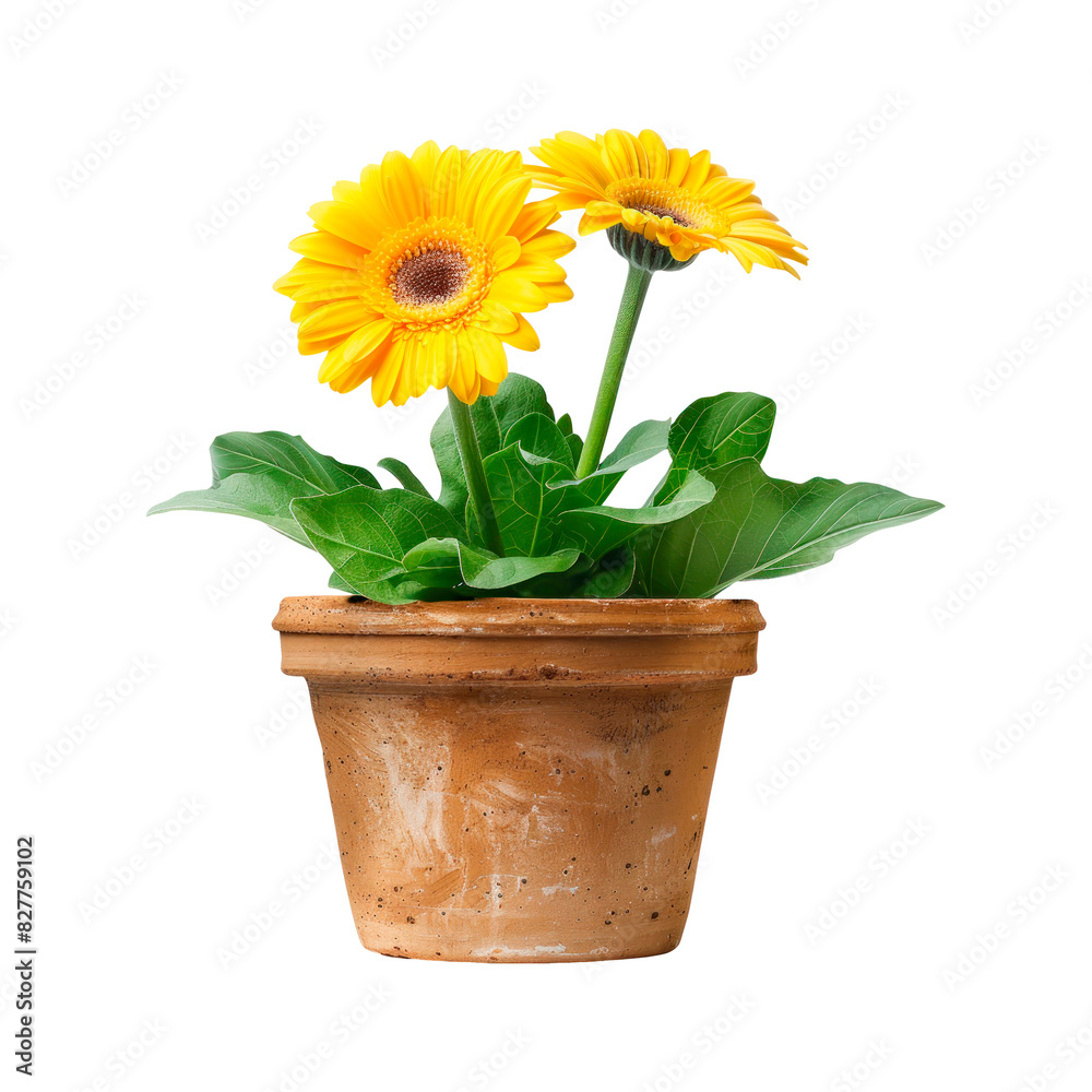 Yellow flower in a pot. Isolated on transparent background. Yellow flower in a pot. Isolated on transparent background.