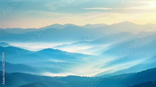 "Majestic Mountain Landscape with Rolling Mist at Dawn"