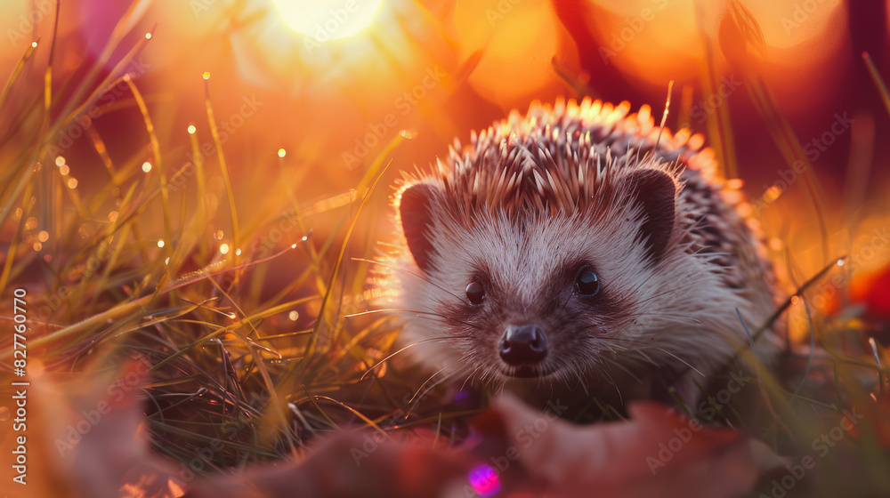 Twilight Encounter: Garden Hedgehog Up Close. Generative AI Twilight Encounter: Garden Hedgehog Up Close. Generative AI