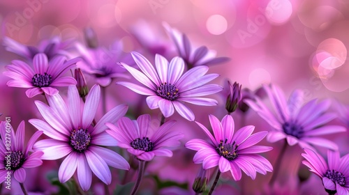  A tight shot of a cluster of purple flowers against a softly blurred background of lights