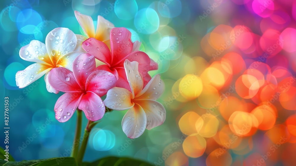 A tight shot of a flower against a softly blurred backdrop, featuring indistinct lights and flowers A tight shot of a flower against a softly blurred backdrop, featuring indistinct lights and flowers