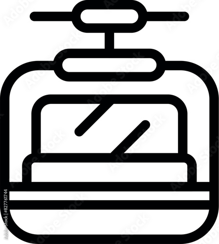 Simplified black line vector of a cable car, suitable for transport icons and infographics