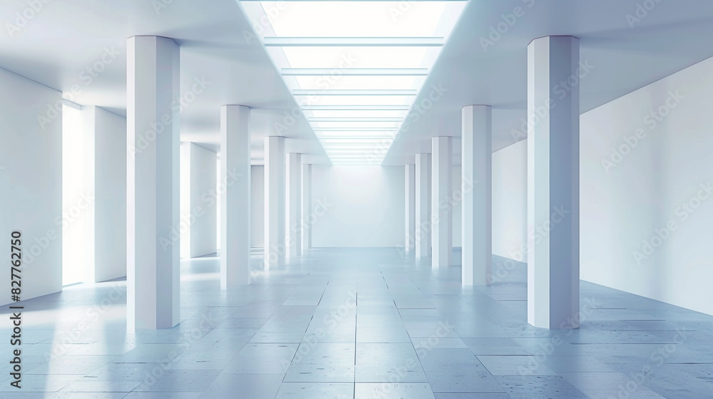 Fototapeta premium Empty Conference Space with Large Pillars. Contemporary Business Presentation Background