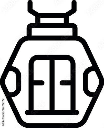Simplified line art icon of a cable car designed for easy use in various applications