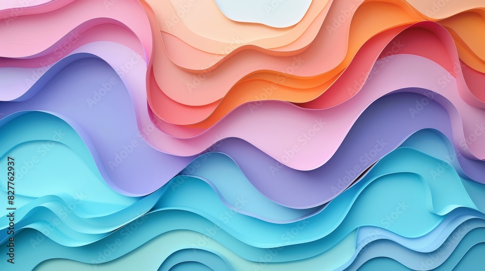 Layered Paper Cutouts: Simulated paper cutouts with layered depth. Pastel color palette for a soft, inviting look. Layered Paper Cutouts: Simulated paper cutouts with layered depth. Pastel color palette for a soft, inviting look.