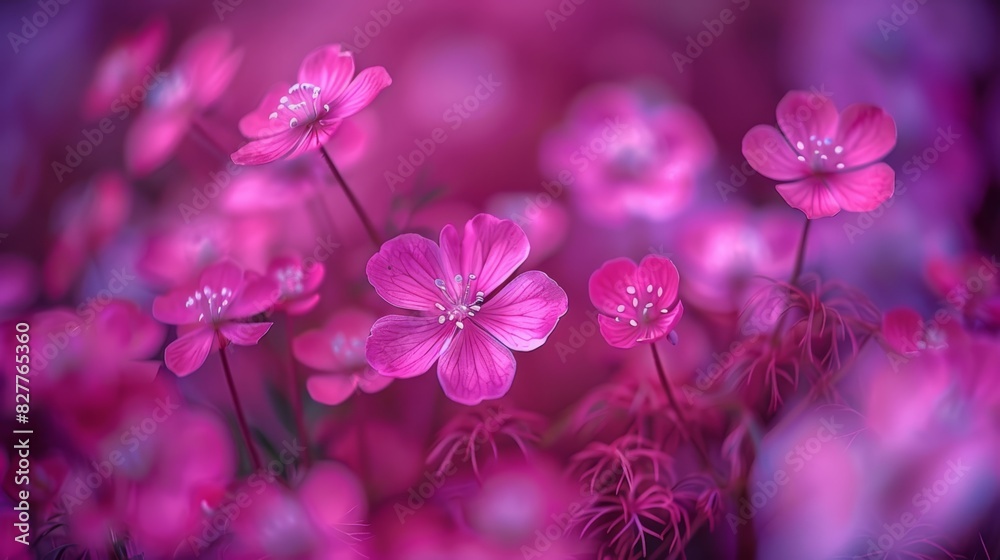 A collection of pink flowers nestled within a purple and pink flowering plant against a backdrop reminiscent of a painting A collection of pink flowers nestled within a purple and pink flowering plant against a backdrop reminiscent of a painting