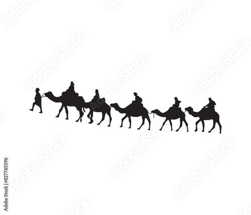 Vector cameleers with camel silhouette set collection
