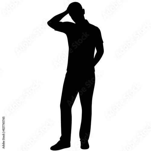 A man Thinking with feel tension vector silhouette