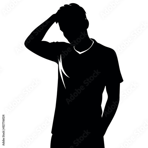A man Thinking with feel tension vector silhouette