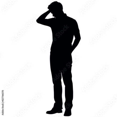 A man Thinking with feel tension vector silhouette