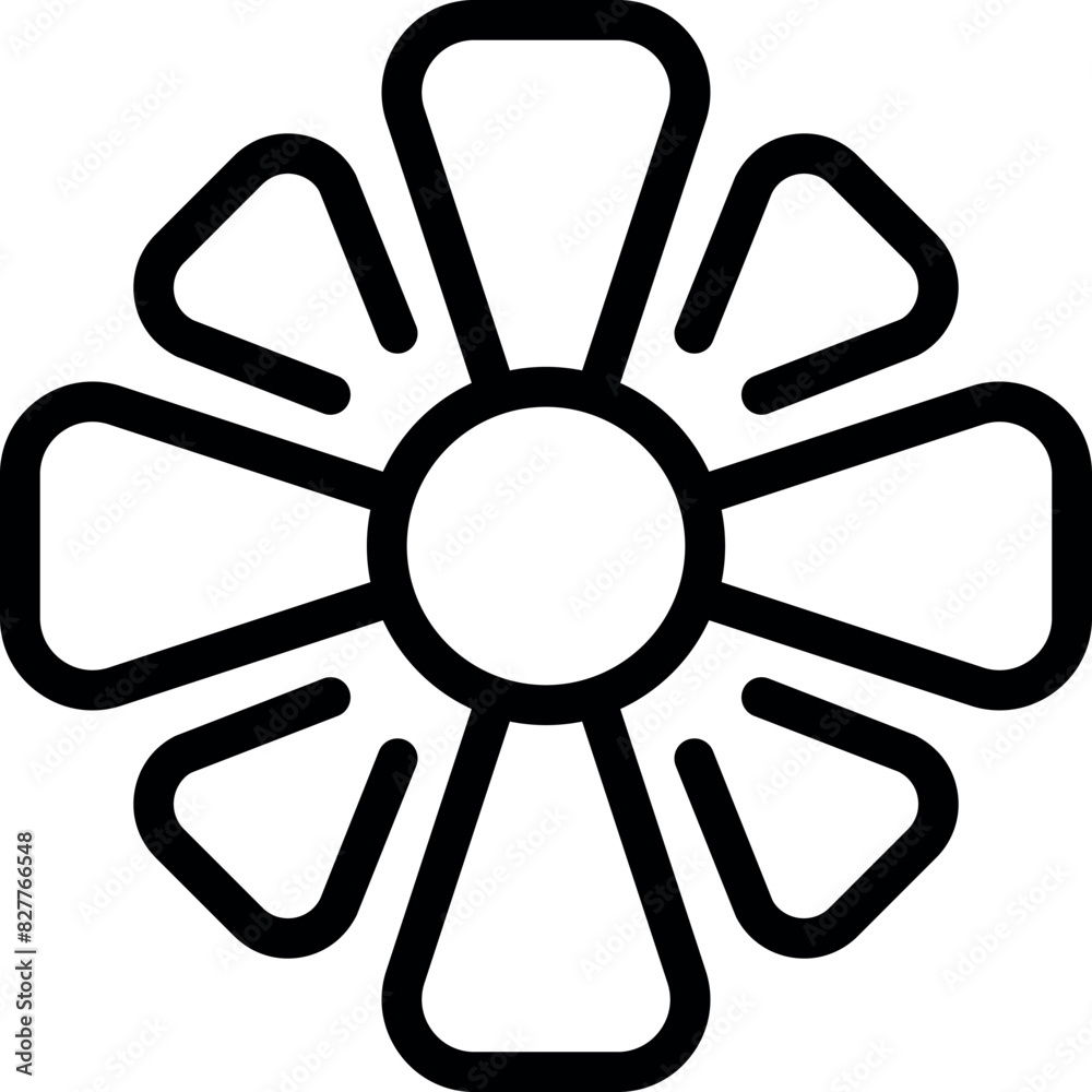 Simple vector illustration of a flower icon with black outlines isolated on a white background Simple vector illustration of a flower icon with black outlines isolated on a white background