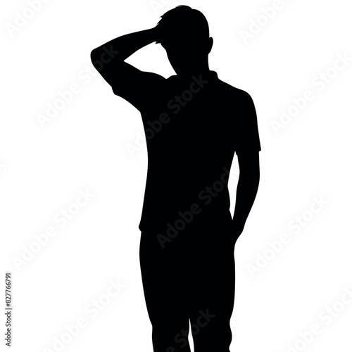 A man Thinking with feel tension vector silhouette