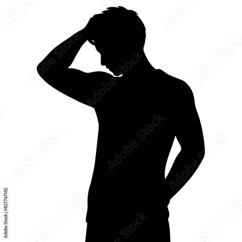 A man Thinking with feel tension vector silhouette
