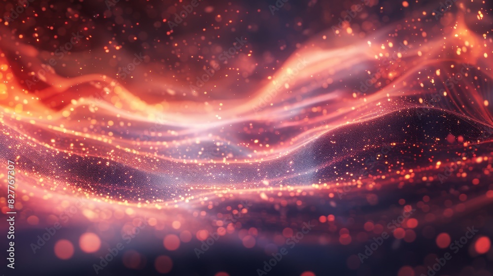 Particle Systems: Swirling particles creating dynamic, flowing patterns. Use of bright, contrasting colors.