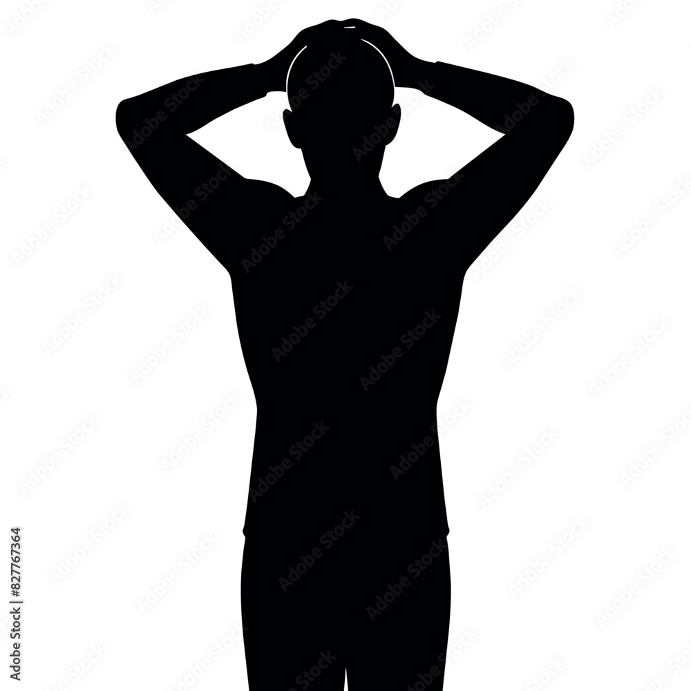 A man Thinking with feel tension vector silhouette A man Thinking with feel tension vector silhouette