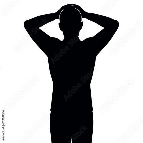 A man Thinking with feel tension vector silhouette