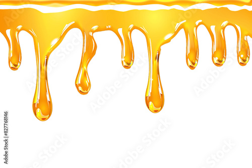 honey melting down isolated on transparent background, honey drip effect, generative ai