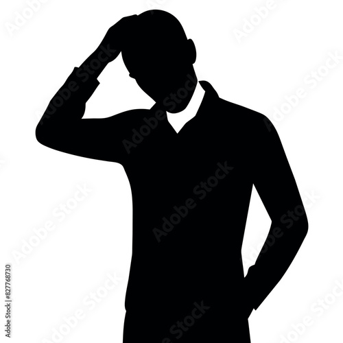 A man Thinking with feel tension vector silhouette