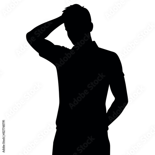 A man Thinking with feel tension vector silhouette