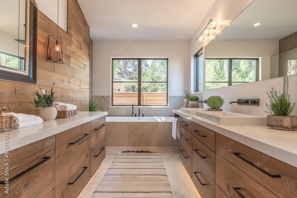 Bathroom with Floating Vanity and Storage Floating vanity with integrated storage, clean mirror, and minimal accessories. Modern design. Bathroom with Floating Vanity and Storage Floating vanity with integrated storage, clean mirror, and minimal accessories. Modern design.