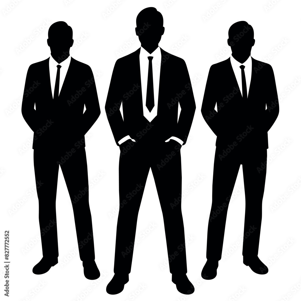 Business man standing with VIP pose vector silhouette Business man standing with VIP pose vector silhouette