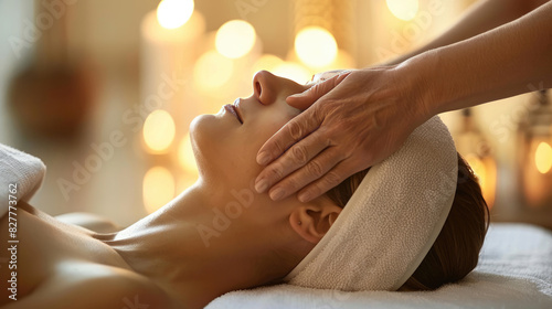 A Woman Receiving Soothing Head Massage in Spa