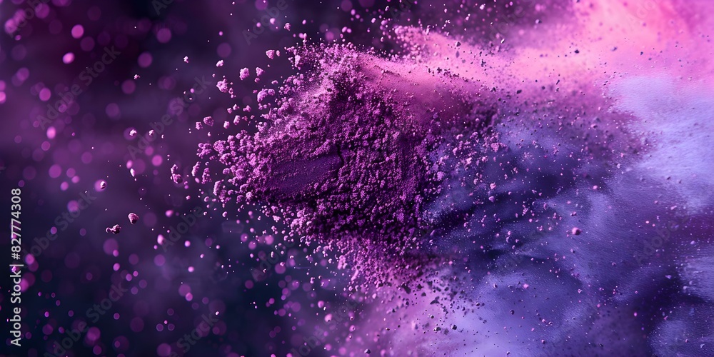 Vibrant Burst of Bright Purple Powder: A Colorful Explosion of Pigment. Concept Purple Powder, Color Explosion, Vibrant Photoshoot, Outdoor Fun, Creative Photography Vibrant Burst of Bright Purple Powder: A Colorful Explosion of Pigment. Concept Purple Powder, Color Explosion, Vibrant Photoshoot, Outdoor Fun, Creative Photography