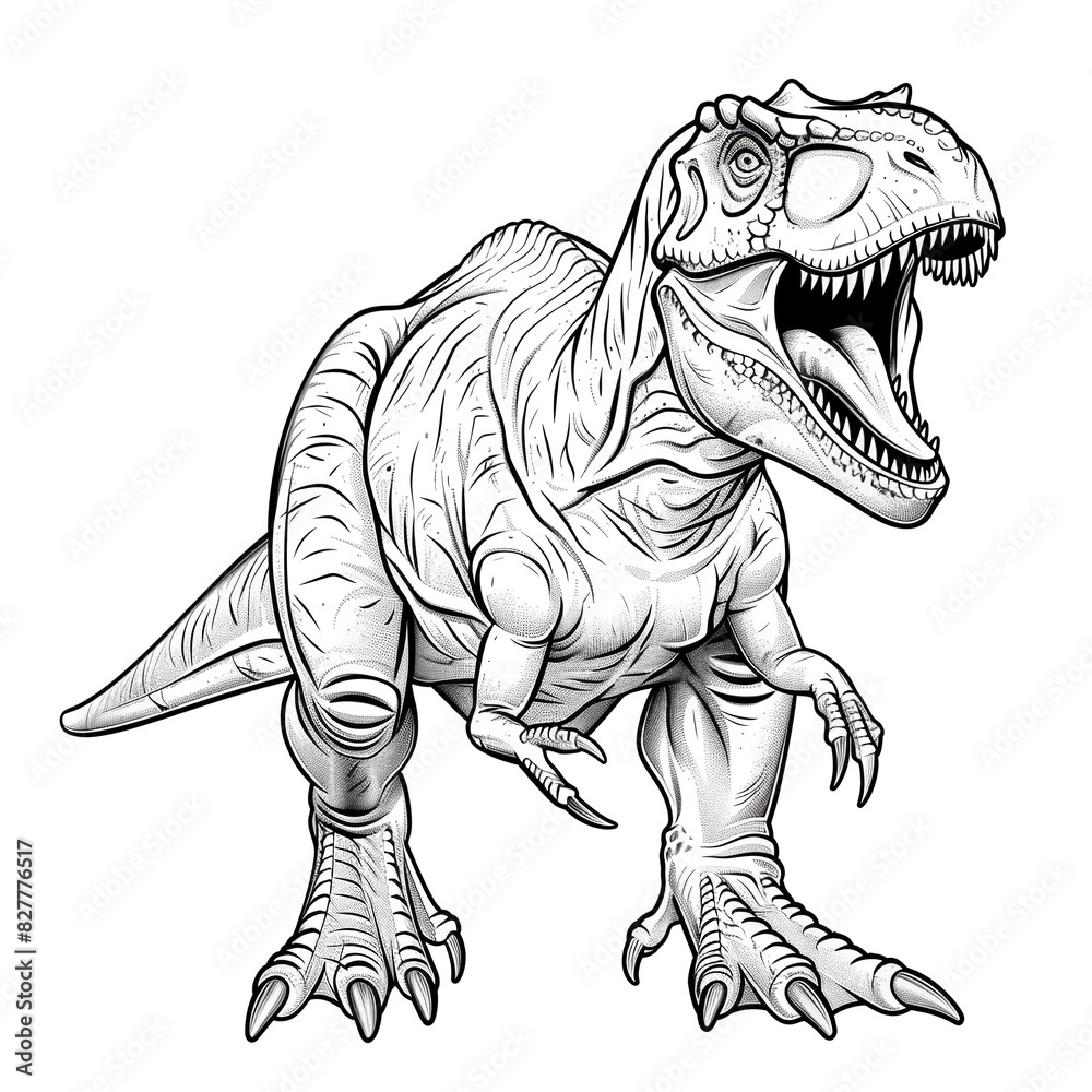 tyrannosaurus with a black outline on a white background for coloring in a minimalist style tyrannosaurus with a black outline on a white background for coloring in a minimalist style