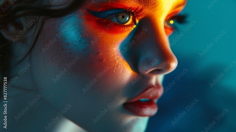 Teenager with a fashion-forward look, complete with striking make-up Teenager with a fashion-forward look, complete with striking make-up