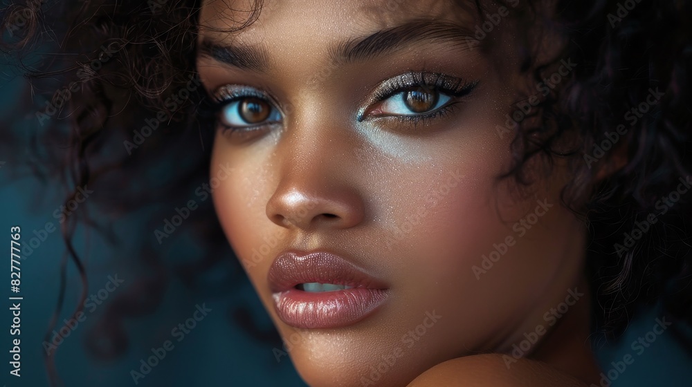 Beauty shot of a model with exquisite make-up and a captivating stare Beauty shot of a model with exquisite make-up and a captivating stare