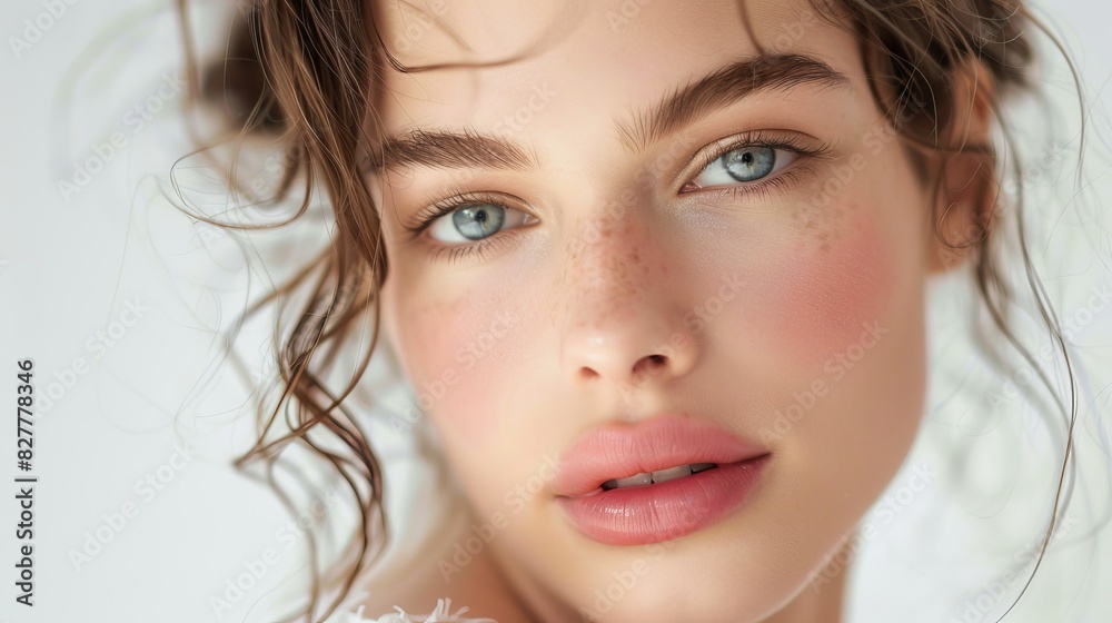 Young model’s portrait, her make-up highlighting her natural beauty Young model’s portrait, her make-up highlighting her natural beauty