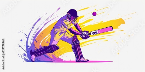Cricket player hitting the ball