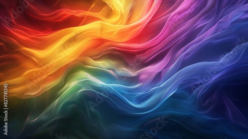 Abstract representation of a rainbow flag with dynamic light patterns and vibrant hues, creating a surreal and energetic effect, Abstract, Digital Art 8K , high-resolution, ultra HD,up32K HD photo