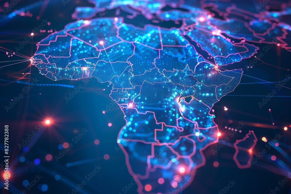 Digital Map of Africa Network Connection created with Generative AI Digital Map of Africa Network Connection created with Generative AI