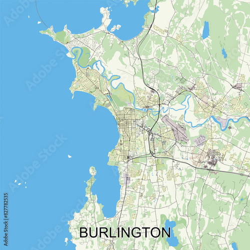 Burlington, Vermont, United States map poster art
