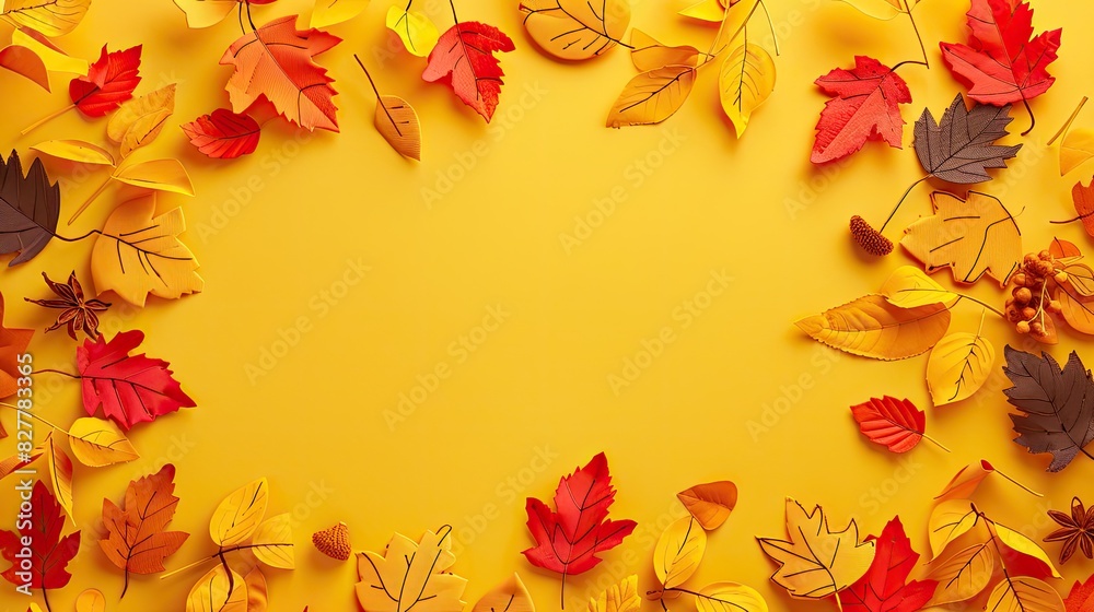 Applique of autumn leaves. Selective focus. Applique of autumn leaves. Selective focus.