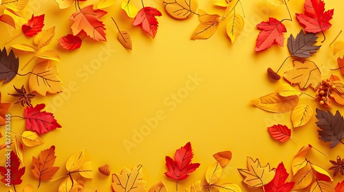 Applique of autumn leaves. Selective focus.