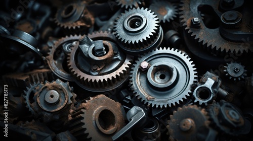 Wallpaper Mural close-up shot of weathered industrial tools and gears,  Torontodigital.ca
