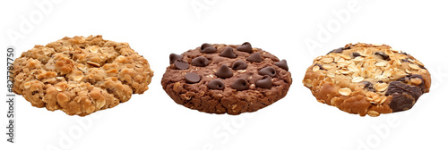 set of cookies, including chocolate chip and oatmeal, isolated on transparent background © SRITE KHATUN