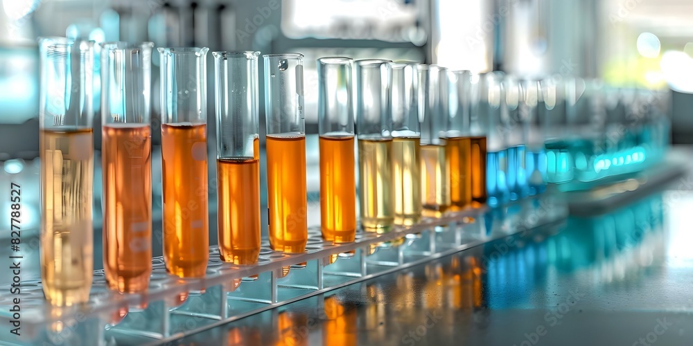 Variety of Liquids in Colorful Test Tubes on a Lab Bench. Concept Chemistry Experiments, Colorful Test Tubes, Lab Bench Setup, Liquid Diversity, Science Laboratory Variety of Liquids in Colorful Test Tubes on a Lab Bench. Concept Chemistry Experiments, Colorful Test Tubes, Lab Bench Setup, Liquid Diversity, Science Laboratory