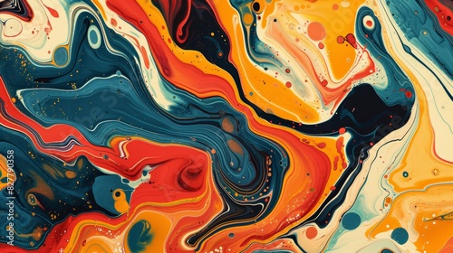 Obraz na płótnie Design a marbling pattern with swirling fluid designs in various colors, creating a sense of movement and depth reminiscent of traditional marbled paper art w salonie