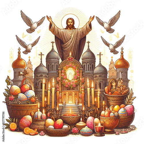 Russian orthodox church day vector in white background 