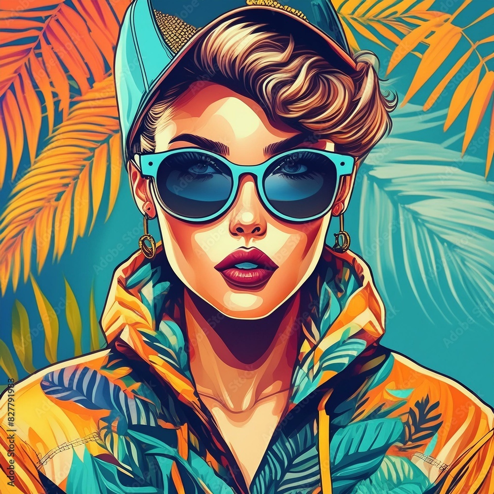 Hip hop fashion in pop art style Hip hop fashion in pop art style
