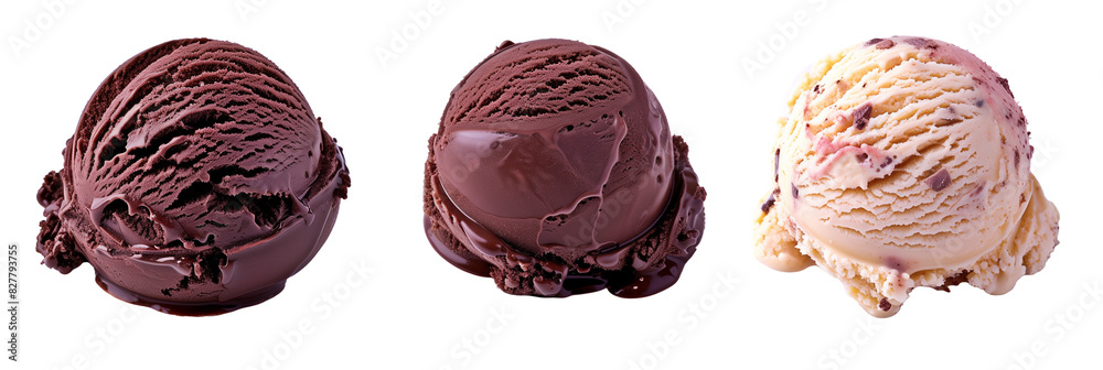 set of chocolate ice cream, isolated on transparent background set of chocolate ice cream, isolated on transparent background