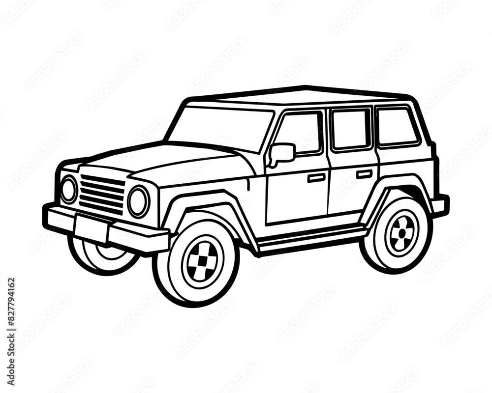 Illustration of a beach and a offroad jeep car Illustration of a beach and a offroad jeep car