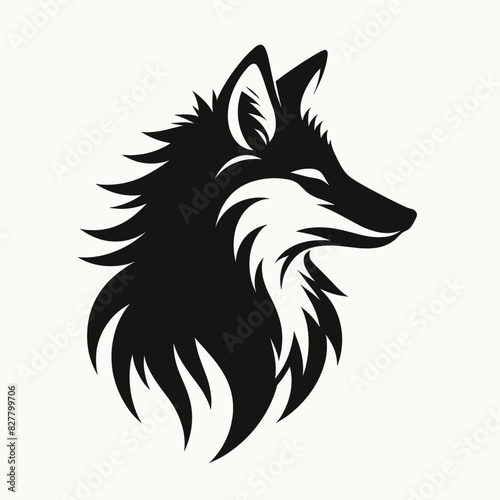 Fox-like Carnivore Doodle: Minimalist Maned Wolf Shape Isolated on White Background