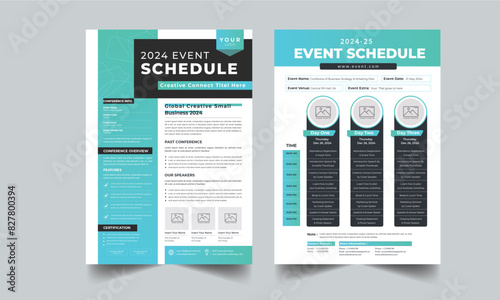 Event Schedule design template Layout with unique 2 style design concept page