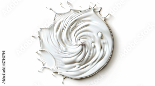 Milk circle ripple, splash water waves top view from drop on white background. Vector cosmetic cream, shampoo, milk product or yogurt swirl round texture . © sumaira