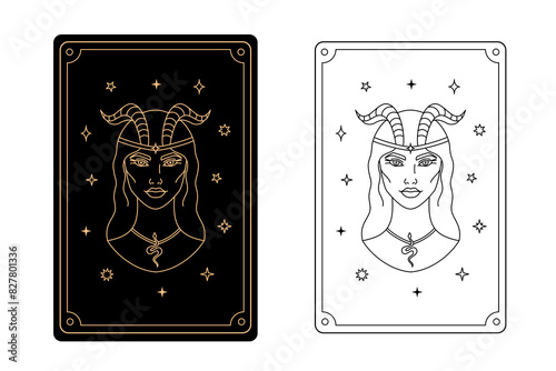 Tarot card  high priestess. The major arcana of a deck of  tarot cards. 
